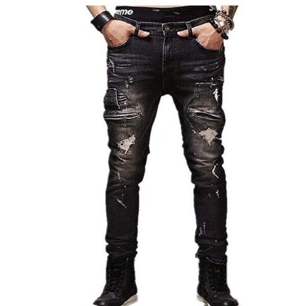 tapered biker jeans