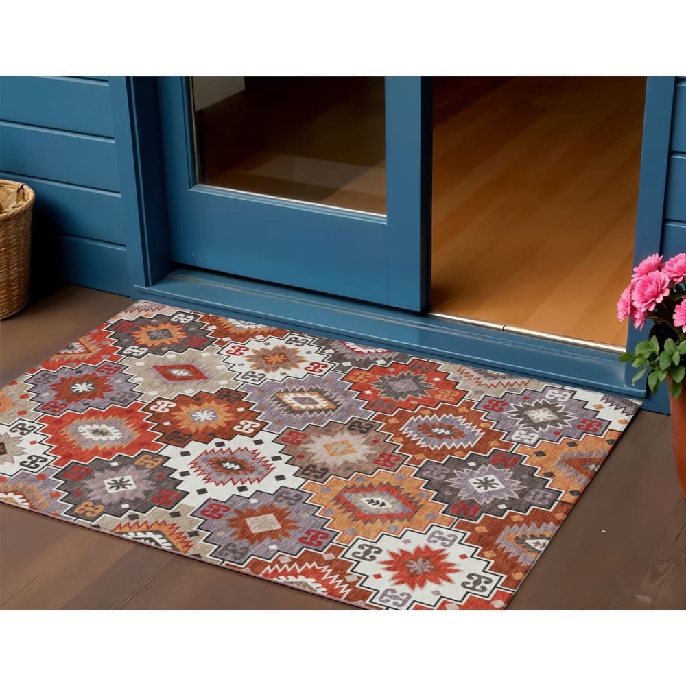 HomeRoots Southwestern Transitional Rectangle Outdoor Rug