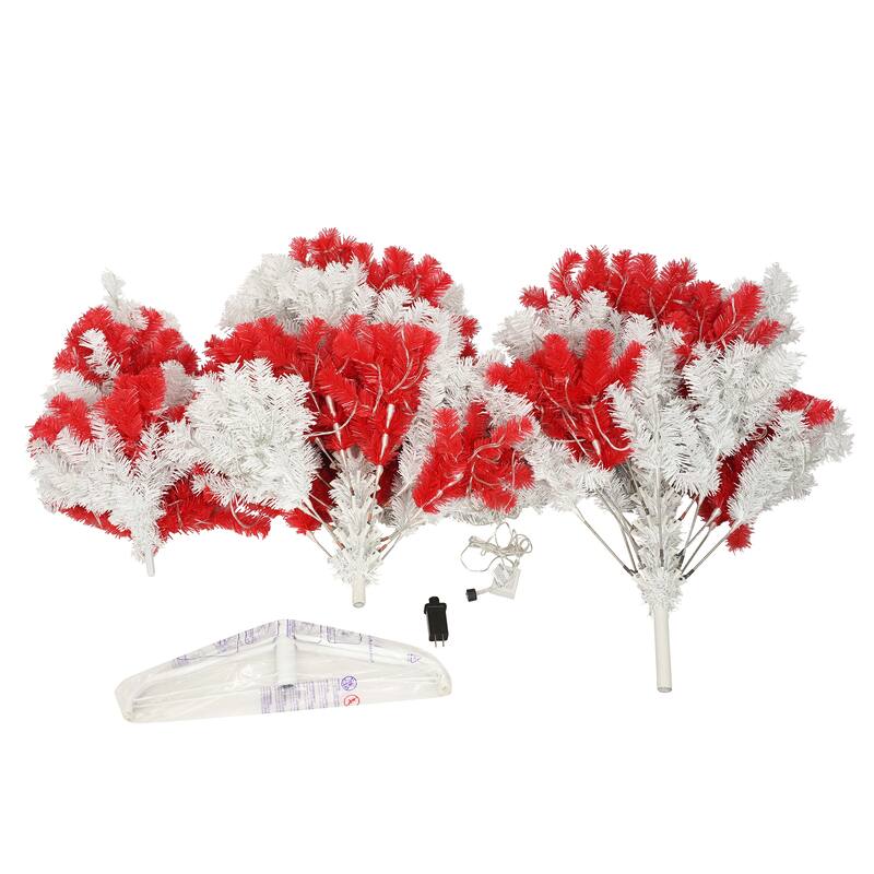 6ft Artificial Christmas Tree with 300 LED Lights and 900 Bendable Branches, Candy Cane Christmas Tree Holiday Decoration