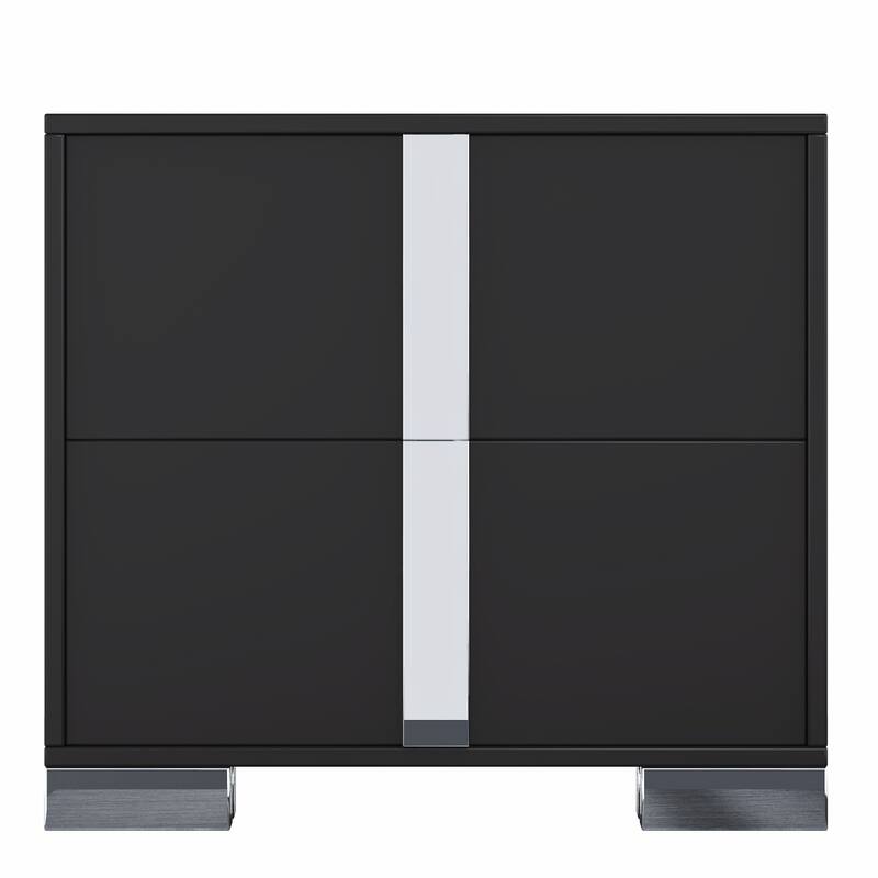 23.3" Elegant Nightstand Classic Bedside Storage with Metal Foot and 2 Drawers