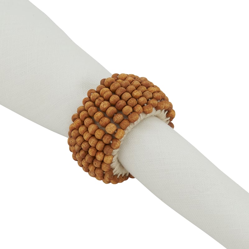 Napkin Rings With Wooden Bead Design (Set of 4)