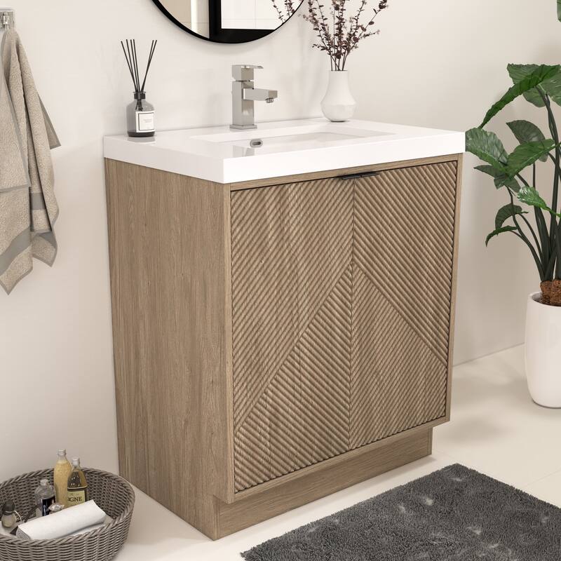 Milano 30" Freestanding Bathroom Vanity with White Acrylic Sink