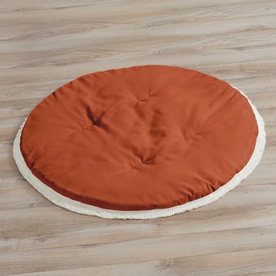 Sweet Jojo Designs Orange Boho Bohemian Girl Baby Tummy Time Playmat Burnt Rust Ivory Farmhouse Shabby Chic Modern Fringe Cotton