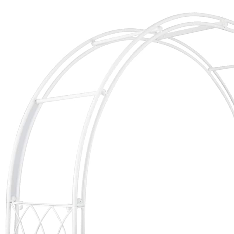 Metal Indoor Outdoor Arched Gate Garden Arbor with Lattice Work Sides - Black or White - Roche River Decor