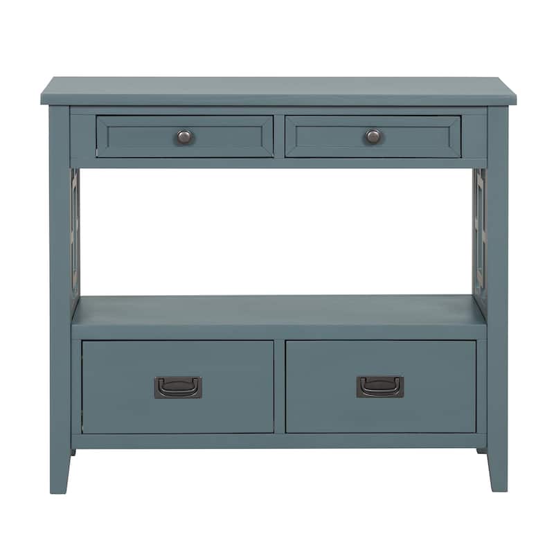36" Wood Console Table with 4 Drawers & 1 Storage Shelf