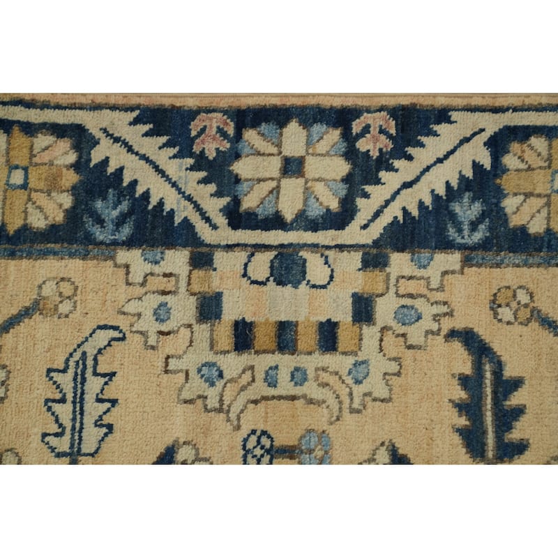 Hand Knotted Oriental 100% Wool Carpet Traditional All-Over Peach Ziegler Runner Rug - 15' 11'' X 2' 10''