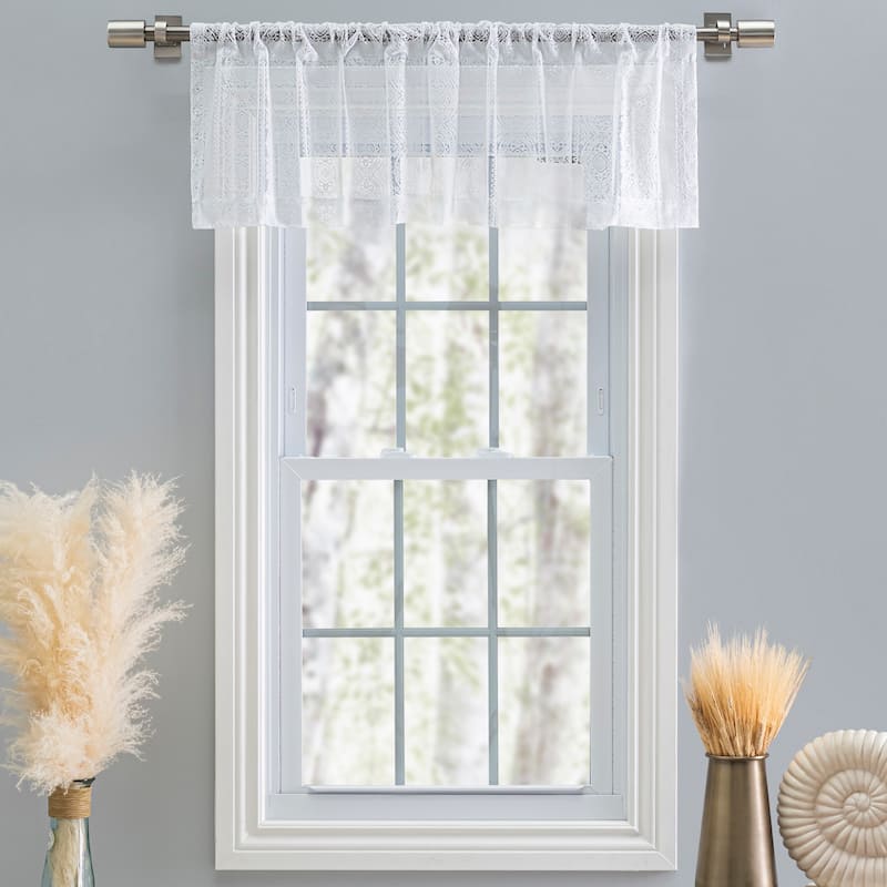 Stripe Lace Gorgeous Sheer Rod Pocket Valance