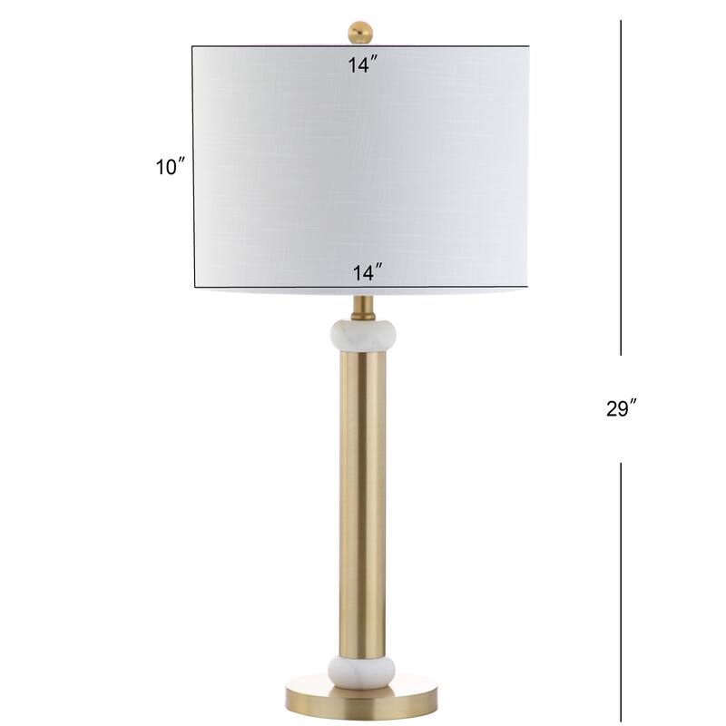 Treat 27" Metal/Marble LED Table Lamp, Gold/White by JONATHAN Y