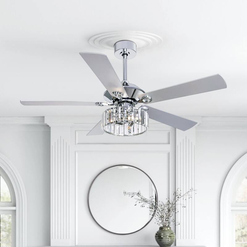 52 Inch Chrome Ceiling Fan with Lights and Remote(5-blade)