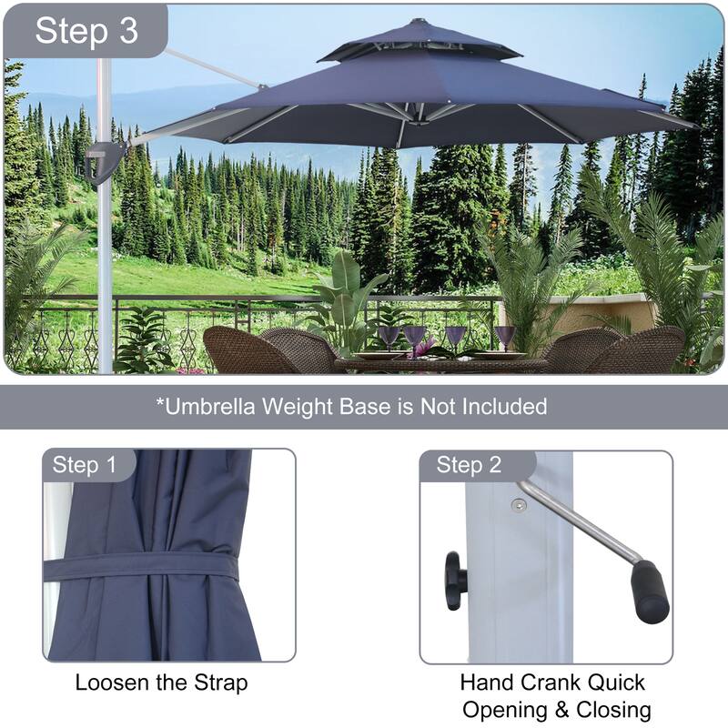 Clihome 11ft Patio Cantilever Octagonal Outdoor Umbrella With Umbrella Cover