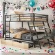 preview thumbnail 1 of 15, Full Size Bunk Bed With Built-in Desk,Light And 2 Drawers,Black for Home