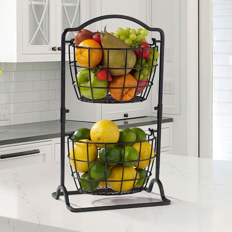 Mikasa Harbor 2-Tier Hanging Basket, Black
