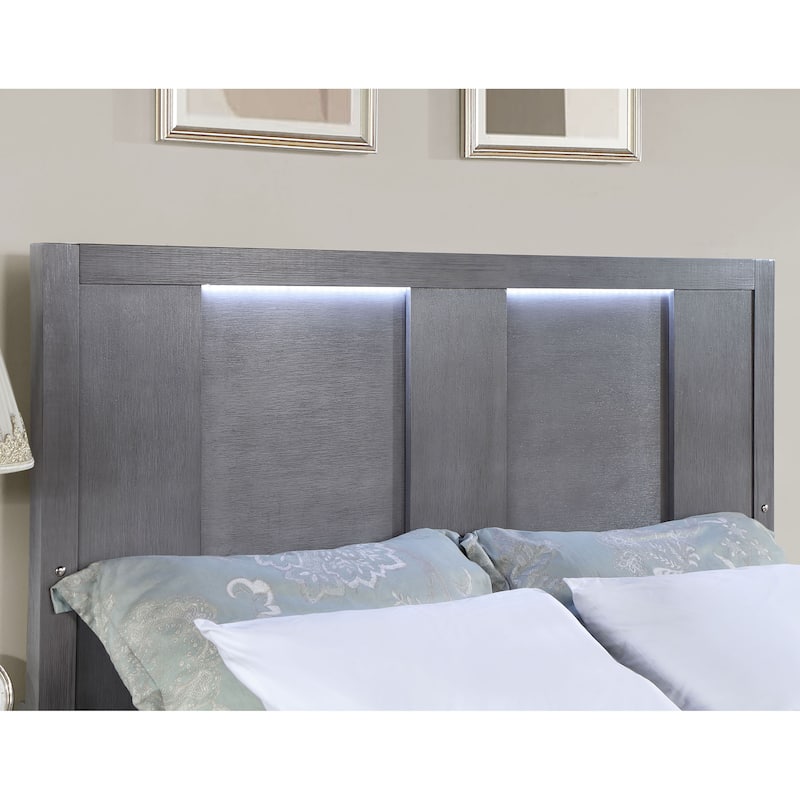 Furniture of America Tona Contemporary 6-Piece Grey Wood Storage Platform Bedroom Set with LED Lights