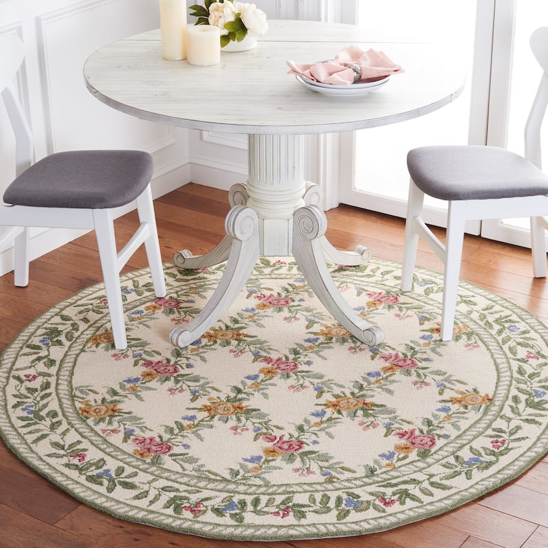 SAFAVIEH Handmade Chelsea Gulser Trellis French Country Wool Rug - 8' Round - Ivory