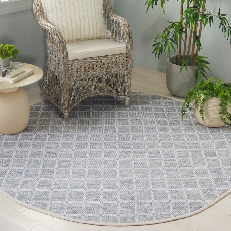 SAFAVIEH Handmade Montauk Huldis Casual Cotton Rug - 6' Round - Grey/Ivory