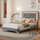 preview thumbnail 2 of 9, Twin Size Upholstered Platform Bed with LED Lights for Kids, Grey