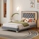 preview thumbnail 2 of 9, Twin Upholstered Platform Bed with LED Headboard and Touch Controls, Modern Velvet Frame with