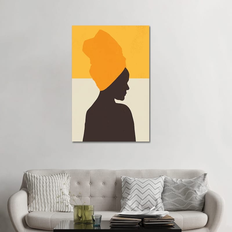iCanvas "Orange Love Silhouette Art Abstract" by Merle Callesen Canvas Print - 48x32x1.5