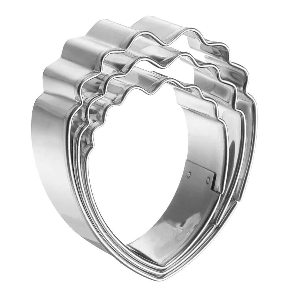 3pcs Peony Cookie Cutter Set Assorted Sizes Flower Petal Cutters - Silver