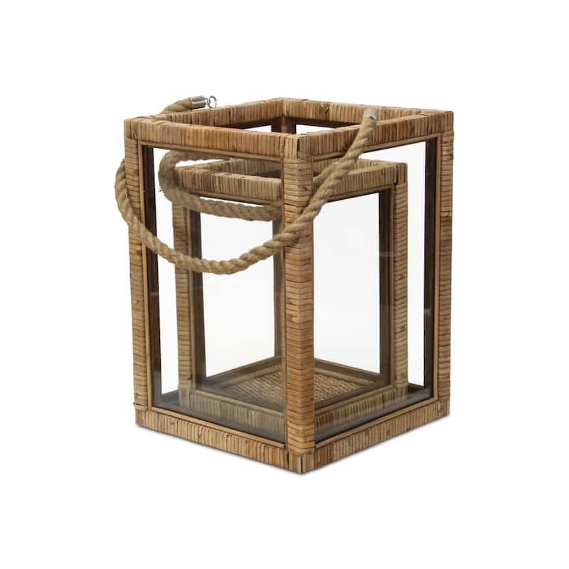 Roussilon Set of 2 Rattan Wrapped Wood Lanterns