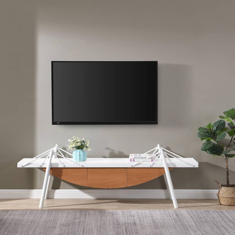 Unique Nautical TV Stand with Drawer and Sturdy Support