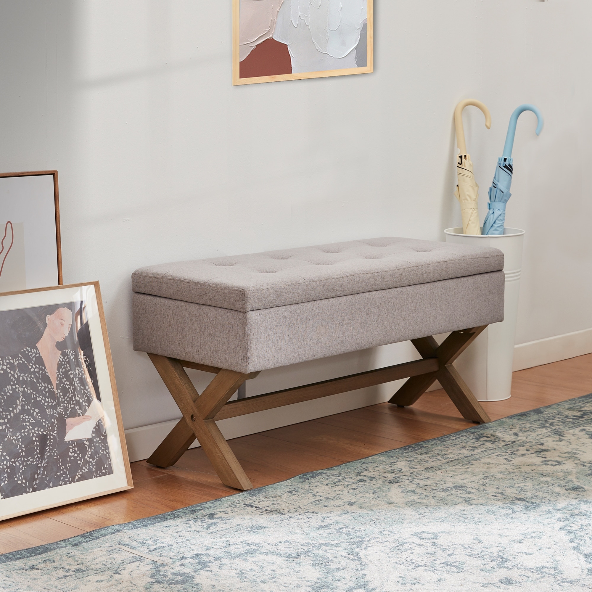 36 inch upholstered storage outlet bench