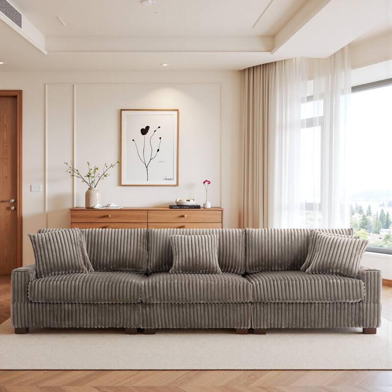Modular Sectional Sofa Set with Adjustable Headrests and Ottomans