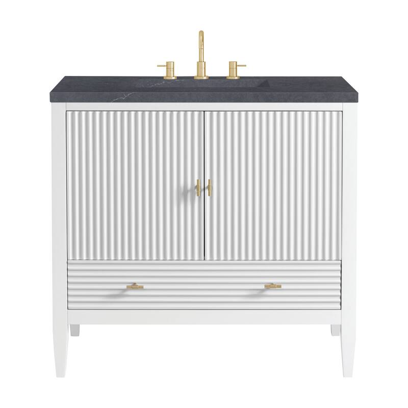 James Martin Vanities 485-V36-3CSP Myrrin 36" Single Basin Wood Vanity - Bright White - Painted