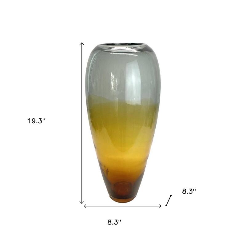 19" Clear And Brown Ombre Glass Table Vase - 8.30