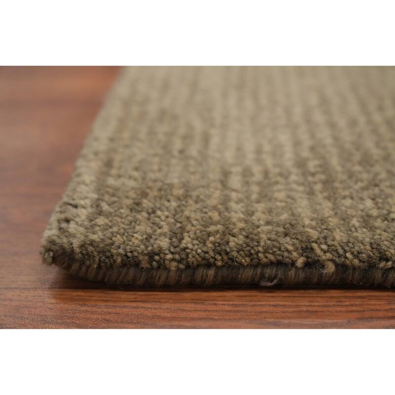 Hand Knotted Oriental 100% Wool Carpet Modern Solid Brown Gabbeh Area Rug - 9' 6'' X 7' 6''