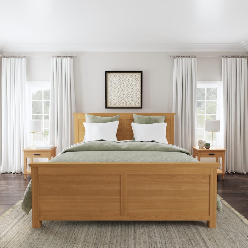 Oak Park Brown Wood King Bed and Two Nightstands - 3 Piece - Brown - King