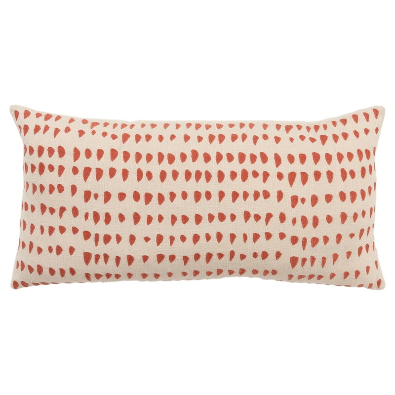 Rizzy Home Transitional Decorative Pillow Cover 14"x26" - Coral/Natural