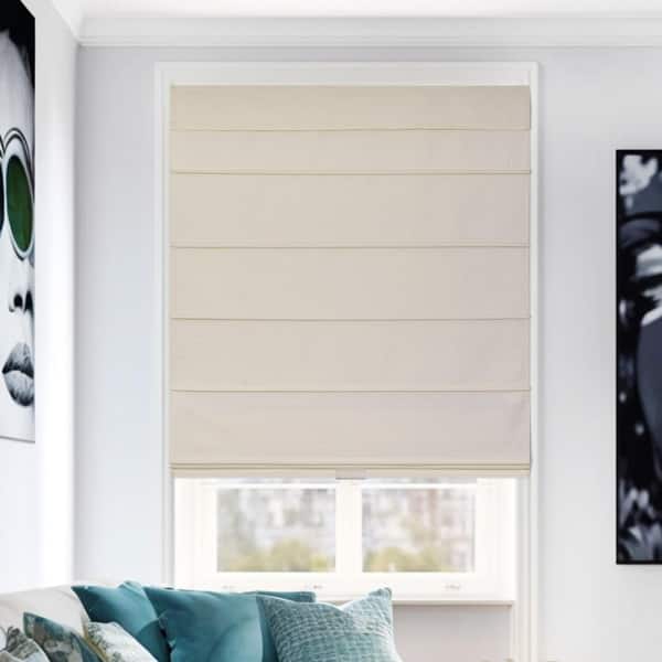 slide 2 of 49, CHICOLOGY Cordless Roman Shades, Privacy Window Blinds for Home 23"W X 64"H - Off White (Blackout)