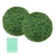 preview thumbnail 1 of 8, Gymax 2 PCS 20'' Artificial Boxwood Topiary Balls Sun-protective Round Green