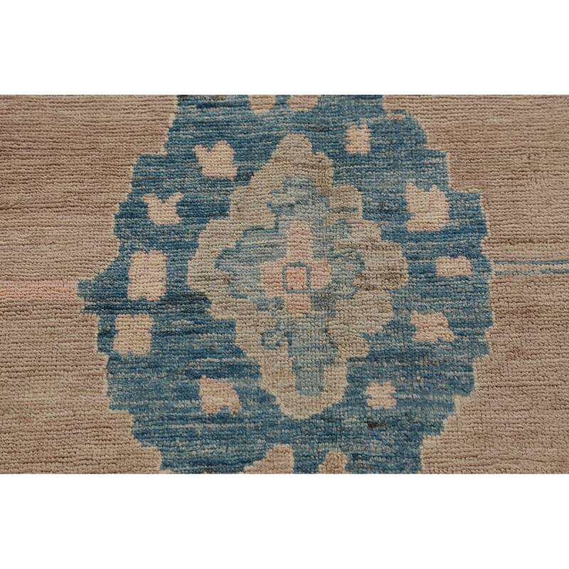 Hand Knotted Oriental 100% Wool Carpet Transitional All-Over Brown Oushak Area Rug - 12' 11'' X 9' 4''