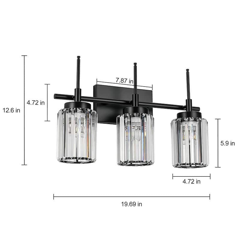 Modern Black 1/2/3/4/5-Light Bathroom Crystal Vanity Light Wall Sconces