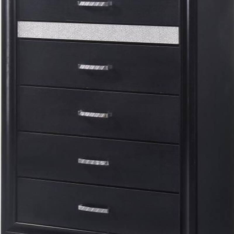 Wooden Drawer Chest with Hidden Jewelry Tray, Black