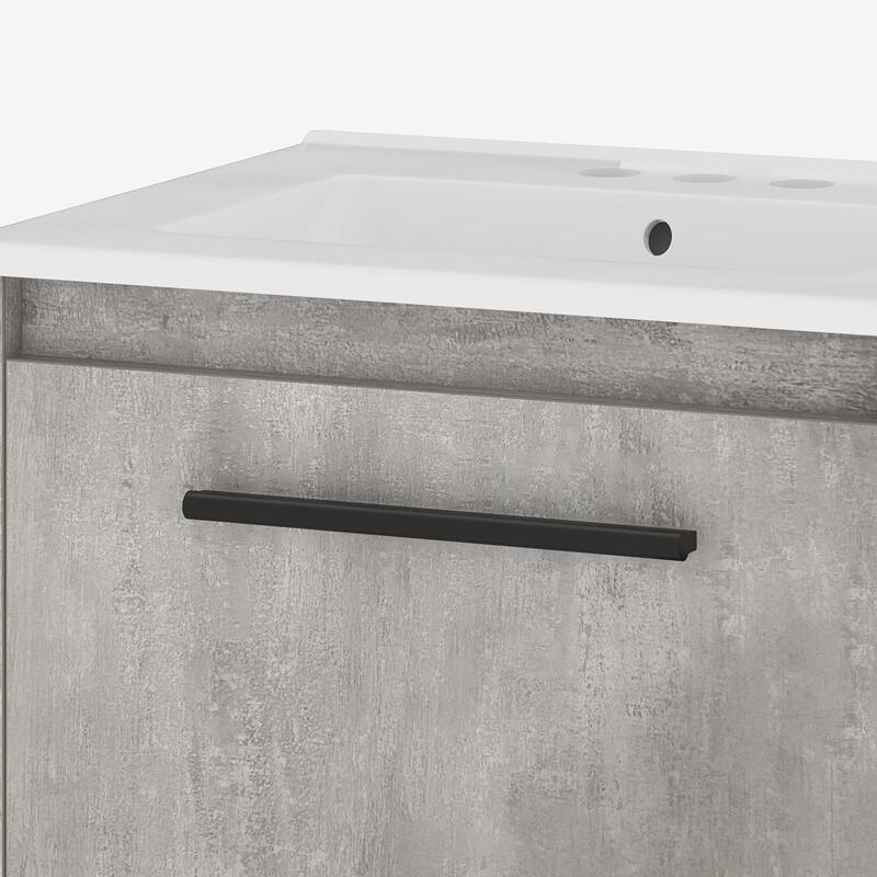 Moasis Wall Mounted Bathroom Vanity Cabinet with Ceramic Sink