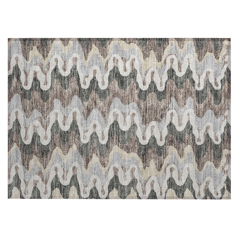 Machine Washable Indoor/ Outdoor Chantille Abstract Ripples Rug