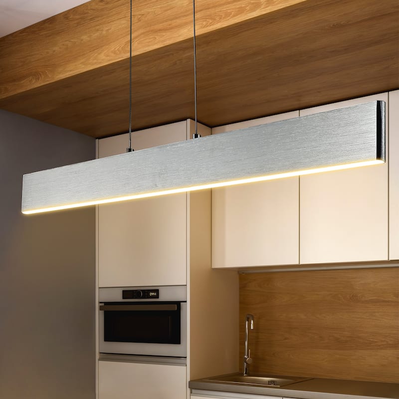 Julian 40" Dimmable Adjustable Integrated LED Metal Linear Pendant, by JONATHAN Y - 32" - Brushed Aluminum