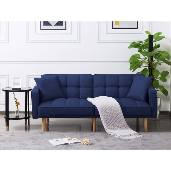 Convertible Sleeper Sofa Bed Fold Futon Couch Bed with Throw Pillows