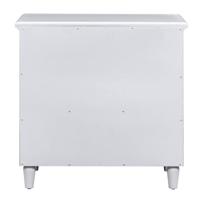 28'' Wide 3-Drawer Modern Nightstand with Metal Handles, Fully Assembled MDF Bedside Cabinet with Rubber Wood Legs for Bedroom