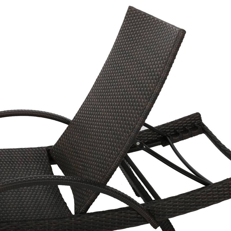 Salem Outdoor Wicker Adjustable Chaise Lounges w/ Arms (Set of 4) by Christopher Knight Home