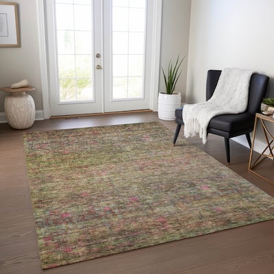 Machine Washable Indoor/ Outdoor Ombre Solid Chantille Rug