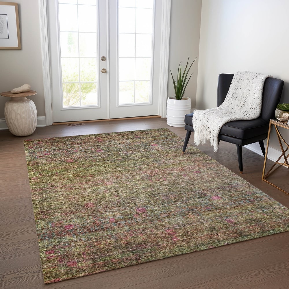 Machine Washable Indoor/ Outdoor Ombre Solid Chantille Rug