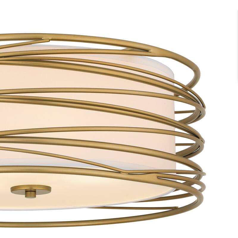 Spiral 3-Light Light Gold Semi-Flush Mount Light