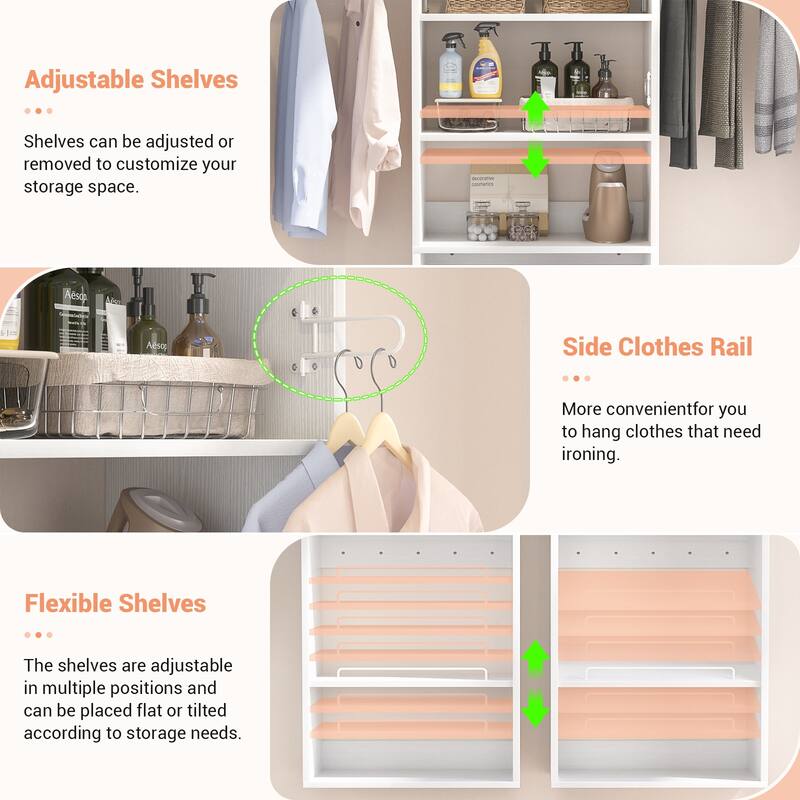 Cimly Over Washer and Dryer Storage Organizer, 8FT Wall Mounted Laundry Room Closet System with Hanging Rods