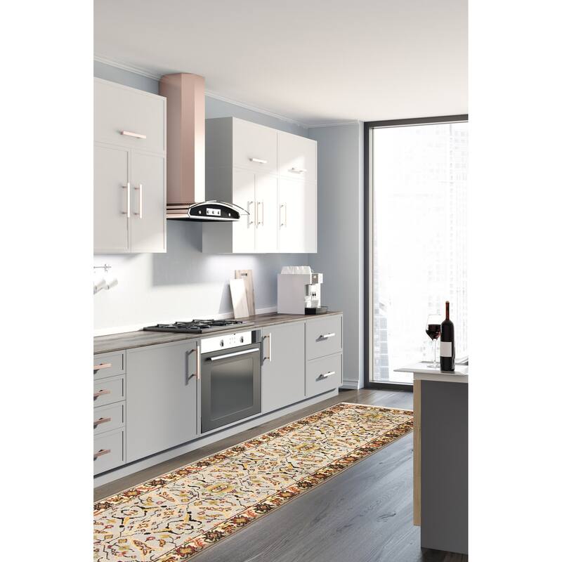ECARPETGALLERY Hand-knotted Serapi Heritage Light Grey Wool Rug - 2'5 x 9'11