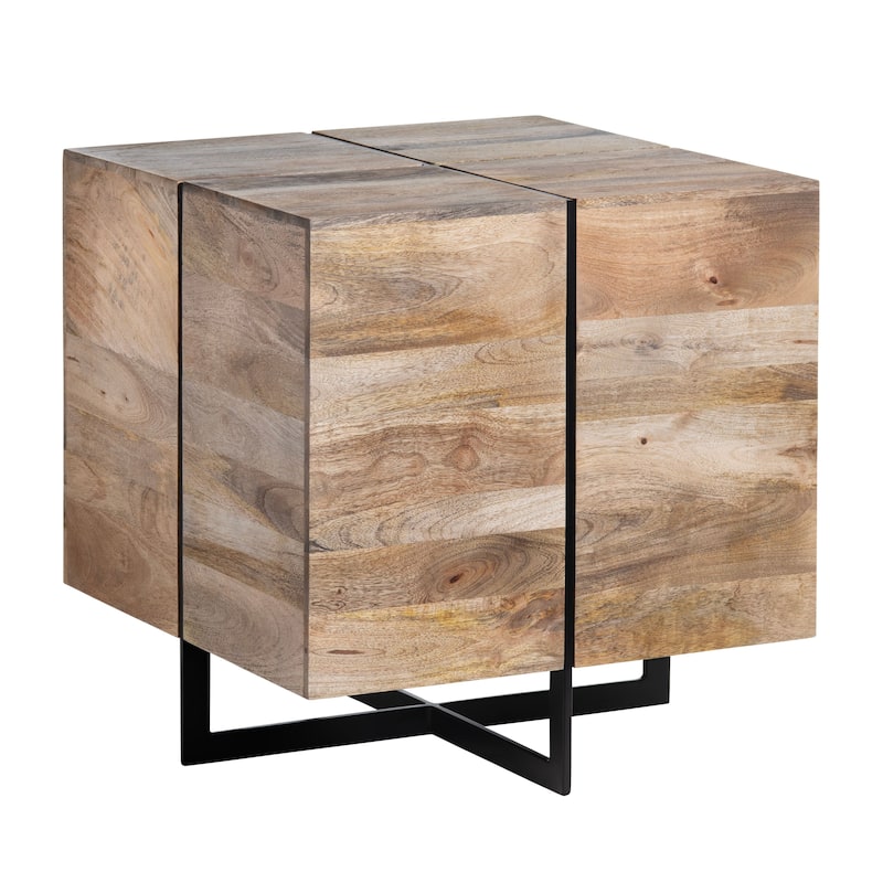 Brennon Mango Wood and Iron End Table, Natural