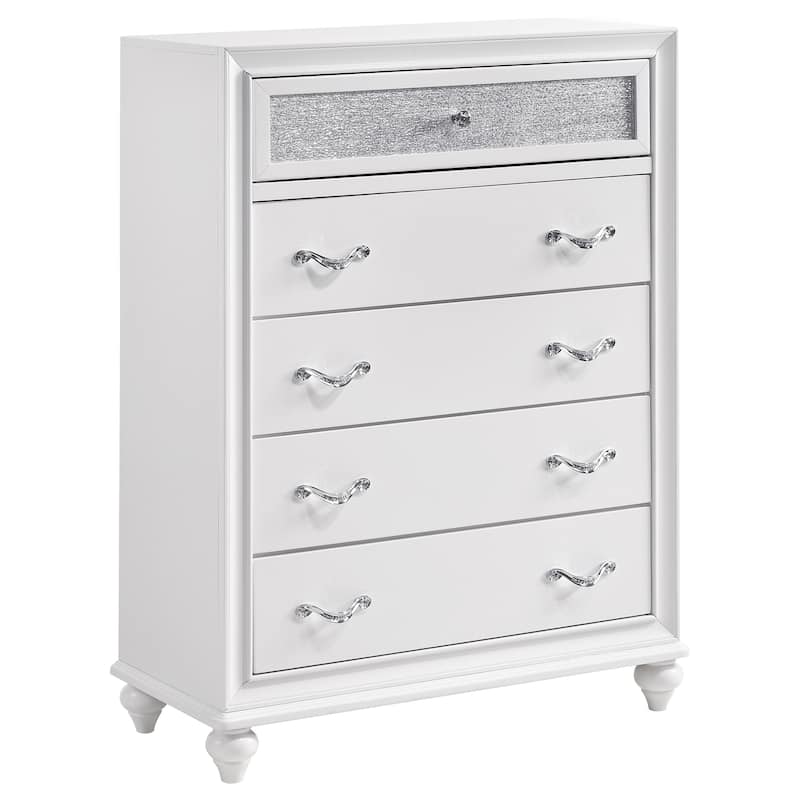 Barzini Modern Classic Wood 5-drawer Bedroom Chest - White